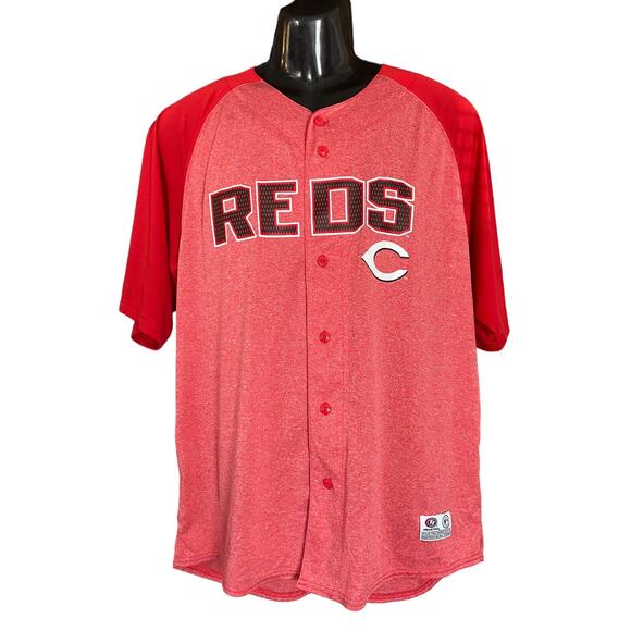 Genuine Merchandise True Fan Cincinnati Reds Baseball Button Jersey | Size Large - Picture 1 of 11